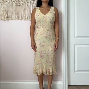 Vintage Yellow Silk Beaded Dress💐